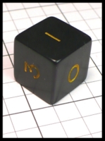 Dice : Dice - 6D - Black with Yellow Numerals 0 1 3 5 6 7 - Dark Ages